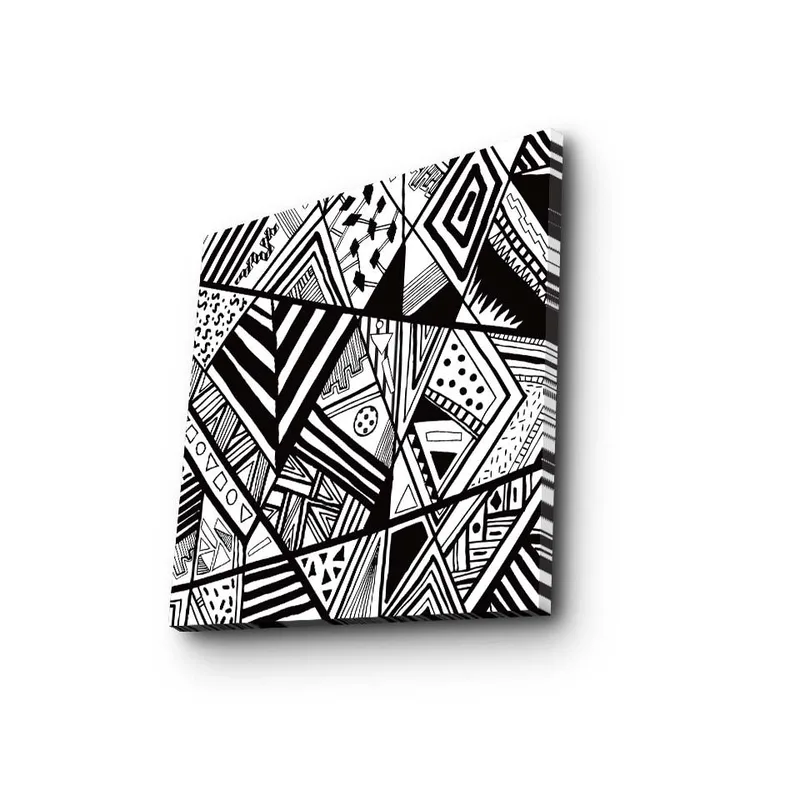 Canvastavla 45x45 cm - Abstrakt komposition med geometriska mönster i svart och vitt - Svart / Vit - Inredning - Tavlor & posters - Canvastavla