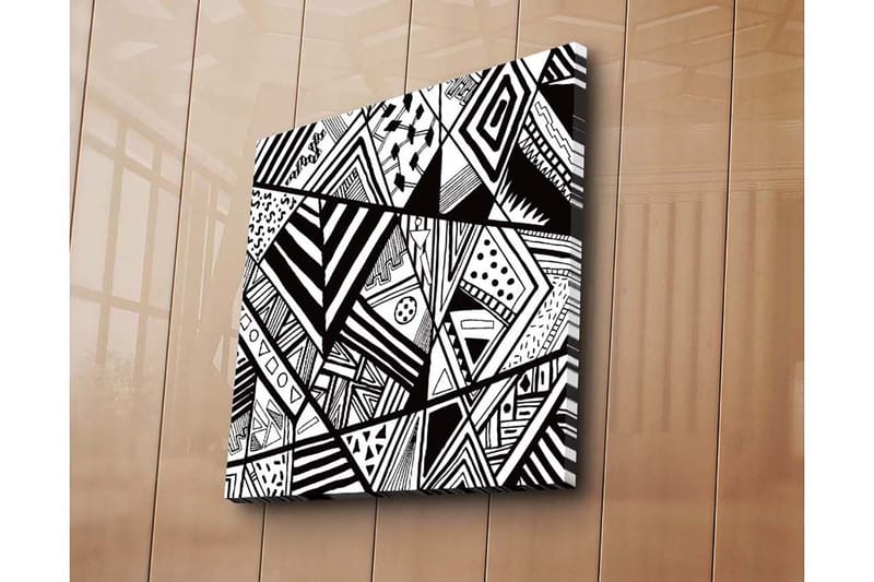 Canvastavla 45x45 cm - Abstrakt komposition med geometriska mönster i svart och vitt - Svart / Vitt - Inredning - Tavlor & posters - Canvastavla