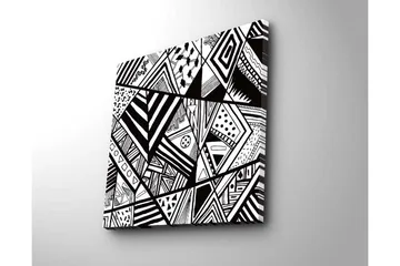 Canvastavla 45x45 cm - Abstrakt komposition med geometriska mönster i svart och vitt - Svart / Vitt - Inredning - Tavlor & posters - Canvastavla