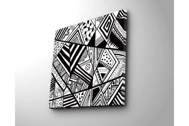 Canvastavla 45x45 cm - Abstrakt komposition med geometriska mönster i svart och vitt - Svart / Vitt - Inredning - Tavlor & posters - Canvastavla