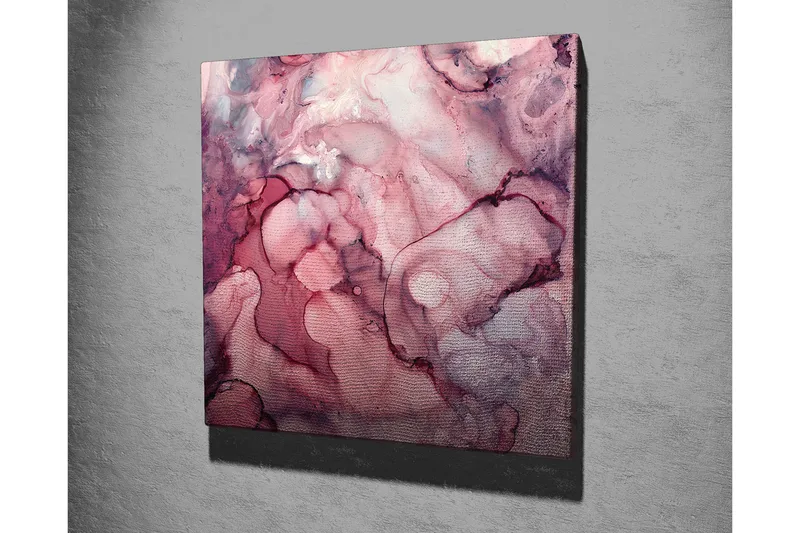 Canvastavla 45x45 cm - Abstrakt komposition med mjuka, flytande former i rosa nyanser - Mörk rosa / Ljus rosa / Vinröd - Inredning - Tavlor & posters - Canvastavla