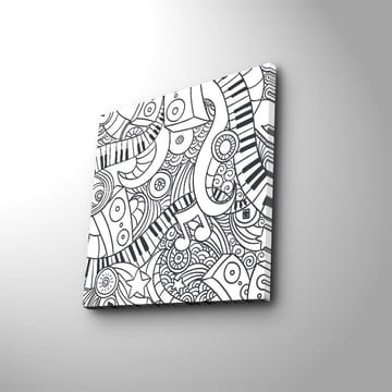 Canvastavla 45x45 cm - Abstrakt komposition med musikaliska element och mönster - Svart / Vitt - Inredning - Tavlor & posters - Canvastavla