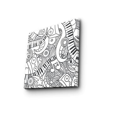 Canvastavla 45x45 cm - Abstrakt komposition med musikaliska element och mönster - Svart / Vitt - Inredning - Tavlor & posters - Canvastavla