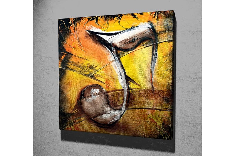 Canvastavla 45x45 cm - Abstrakt komposition med musikaliska inslag - Guld / Svart / Brun - Inredning - Tavlor & posters - Canvastavla