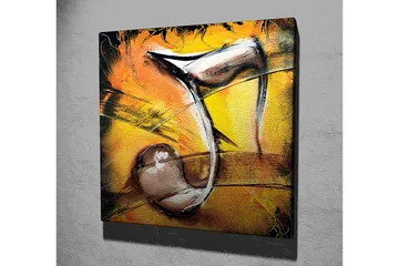 Canvastavla 45x45 cm - Abstrakt komposition med musikaliska inslag - Guld / Svart / Brun - Inredning - Tavlor & posters - Canvastavla