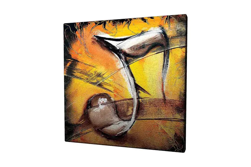 Canvastavla 45x45 cm - Abstrakt komposition med musikaliska inslag, Guld / Svart / Brun