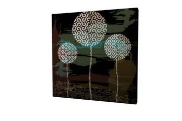 Canvastavla 45x45 cm - Abstrakt komposition med stiliserade trädtoppar - Grön / Svart / Vit - Inredning - Tavlor & posters - Canvastavla