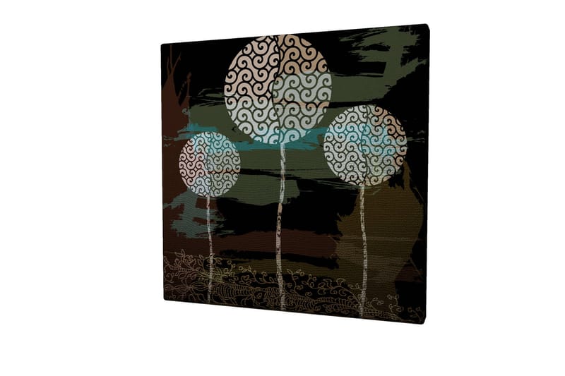 Canvastavla 45x45 cm - Abstrakt komposition med stiliserade trädtoppar - Grön / Svart / Vit - Inredning - Tavlor & posters - Canvastavla