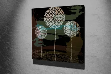 Canvastavla 45x45 cm - Abstrakt komposition med stiliserade trädtoppar - Grön / Svart / Vit - Inredning - Tavlor & posters - Canvastavla