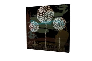 Canvastavla 45x45 cm - Abstrakt komposition med stiliserade trädtoppar - Grön / Svart / Vit - Inredning - Tavlor & posters - Canvastavla