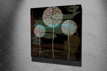 Canvastavla 45x45 cm - Abstrakt komposition med stiliserade trädtoppar - Grön / Svart / Vit - Inredning - Tavlor & posters - Canvastavla