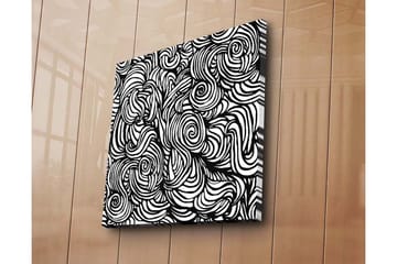 Canvastavla 45x45 cm - Abstrakt komposition med svarta spiraler och linjer på vit bakgrund - Svart / Vit - Inredning - Tavlor & posters - Canvastavla