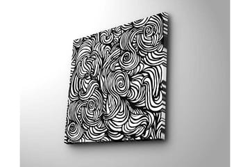 Canvastavla 45x45 cm - Abstrakt komposition med svarta spiraler och linjer på vit bakgrund - Svart / Vit - Inredning - Tavlor & posters - Canvastavla