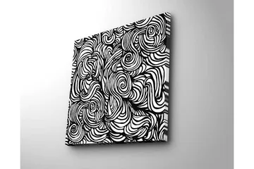 Canvastavla 45x45 cm - Abstrakt komposition med svarta spiraler och linjer på vit bakgrund - Svart / Vit - Inredning - Tavlor & posters - Canvastavla
