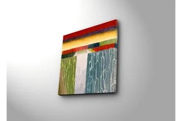 Canvastavla 45x45 cm - Abstrakt landskap med färgglada horisonter och vertikala linjer - Röd / Grön / Blå - Inredning - Tavlor & posters - Canvastavla