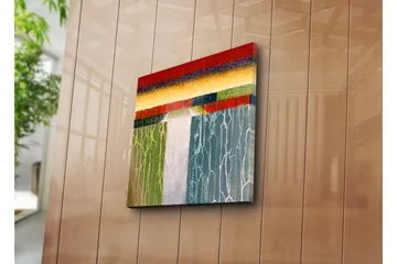 Canvastavla 45x45 cm - Abstrakt landskap med färgglada horisonter och vertikala linjer - Röd / Grön / Blå - Inredning - Tavlor & posters - Canvastavla