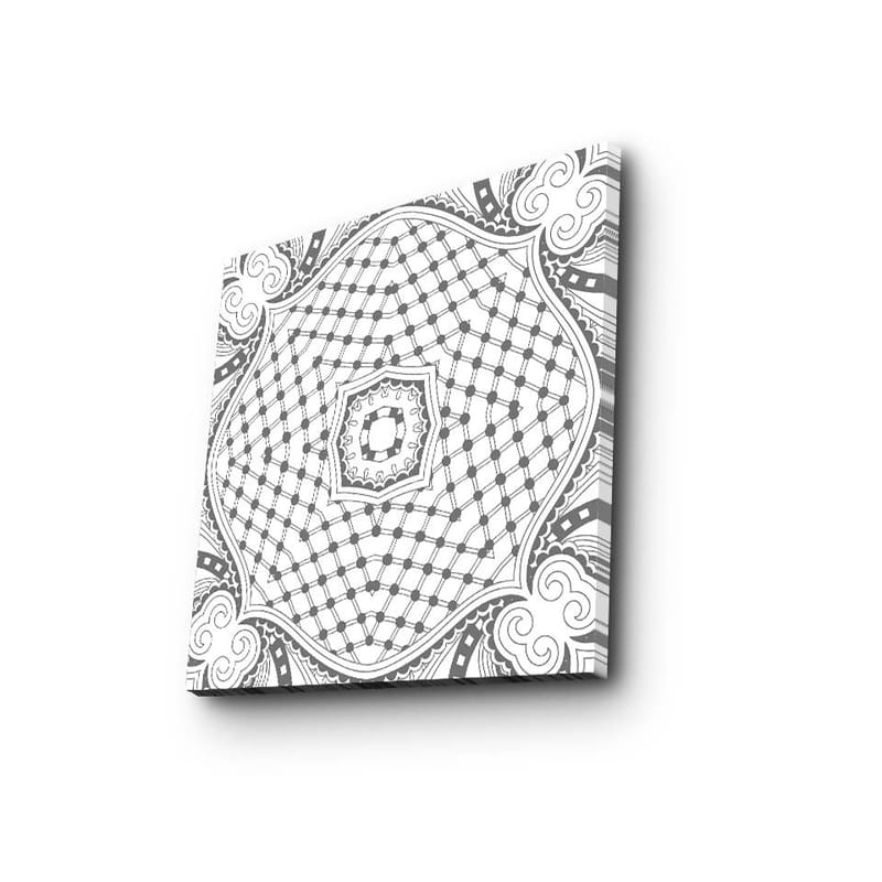 Canvastavla 45x45 cm - Abstrakt mönster med geometriska former och linjer - Svart / Vitt / Grått - Inredning - Tavlor & posters - Canvastavla