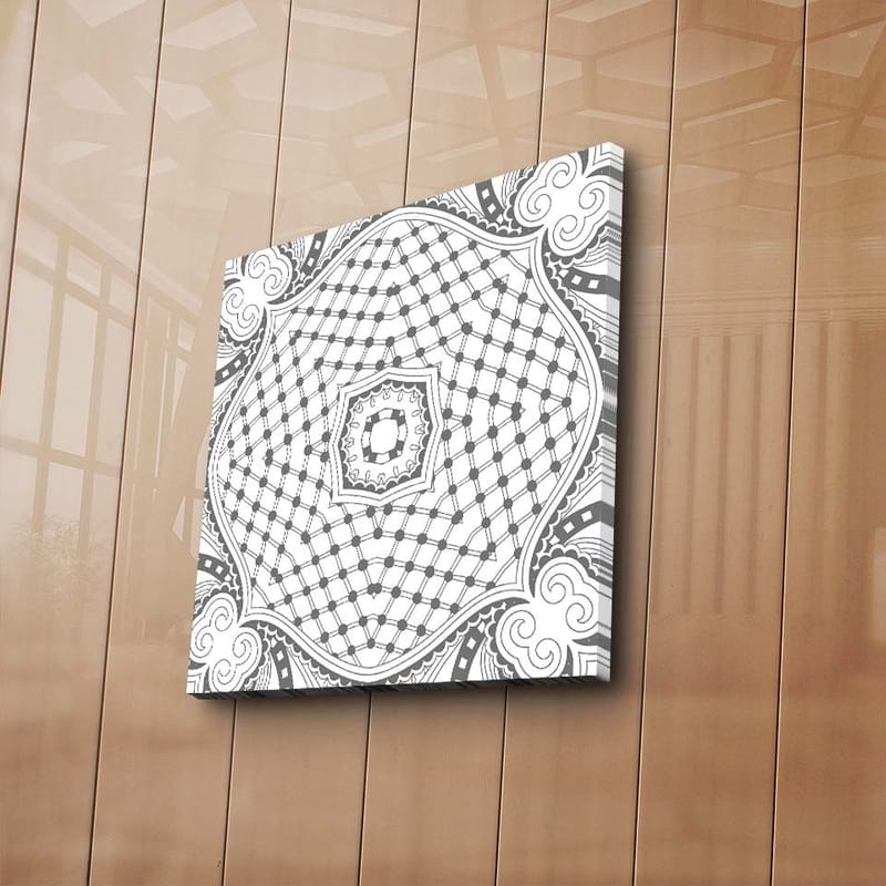 Canvastavla 45x45 cm - Abstrakt mönster med geometriska former och linjer - Svart / Vitt / Grått - Inredning - Tavlor & posters - Canvastavla