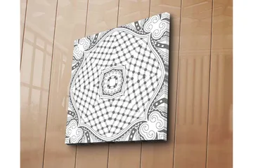 Canvastavla 45x45 cm - Abstrakt mönster med geometriska former och linjer - Svart / Vitt - Inredning - Tavlor & posters - Canvastavla