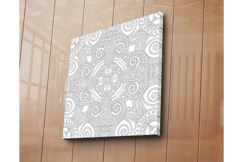 Canvastavla 45x45 cm - Abstrakt mönster med spiraler och linjer - Svart / Vitt - Inredning - Tavlor & posters - Canvastavla