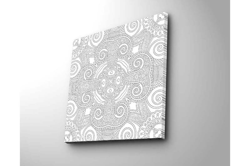 Canvastavla 45x45 cm - Abstrakt mönster med spiraler och linjer - Svart / Vitt - Inredning - Tavlor & posters - Canvastavla