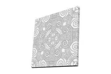 Canvastavla 45x45 cm - Abstrakt mönster med spiraler och linjer - Svart / Vitt - Inredning - Tavlor & posters - Canvastavla