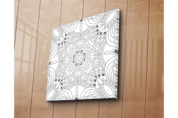 Canvastavla 45x45 cm - Abstrakt mönster med svarta linjer och detaljer - Svart / Vitt - Inredning - Tavlor & posters - Canvastavla