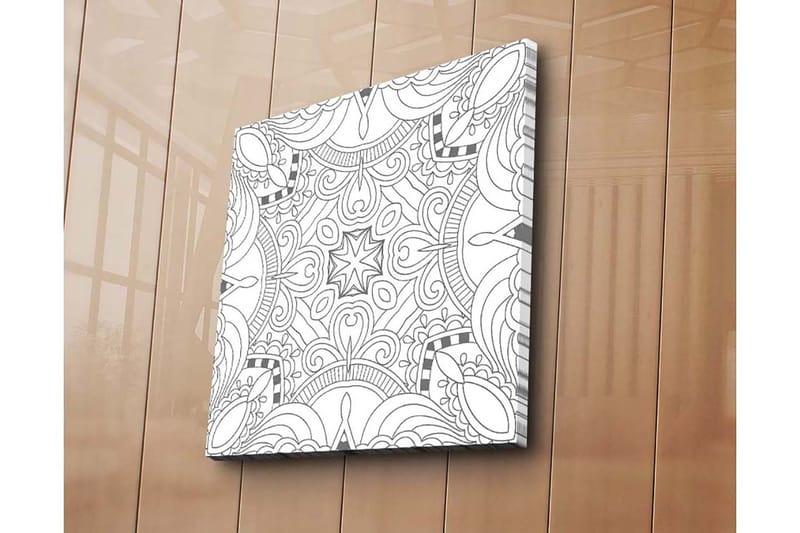 Canvastavla 45x45 cm - Abstrakt mönster med svarta linjer och detaljer - Svart / Vitt - Inredning - Tavlor & posters - Canvastavla