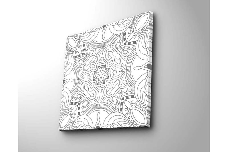 Canvastavla 45x45 cm - Abstrakt mönster med svarta linjer och detaljer - Svart / Vitt - Inredning - Tavlor & posters - Canvastavla