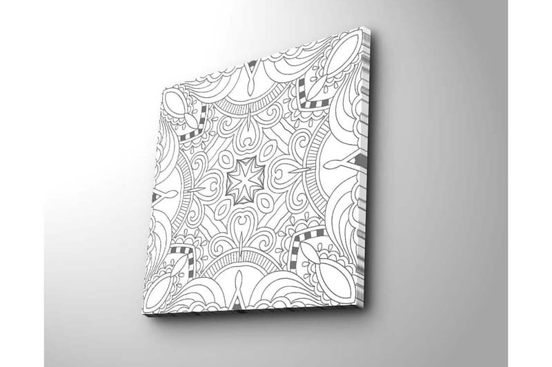 Canvastavla 45x45 cm - Abstrakt mönster med svarta linjer och detaljer - Svart / Vitt - Inredning - Tavlor & posters - Canvastavla