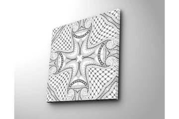 Canvastavla 45x45 cm - Abstrakt mönster med svarta linjer och detaljer - Svart / Vitt - Inredning - Tavlor & posters - Canvastavla