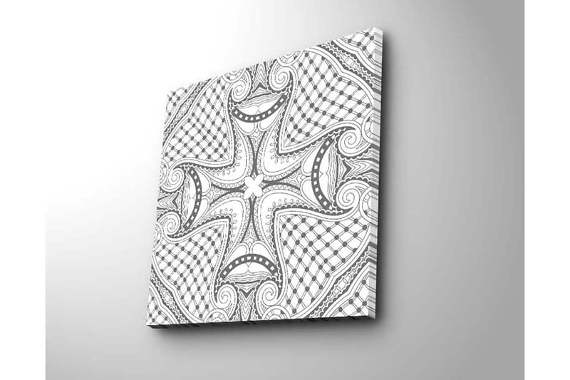 Canvastavla 45x45 cm - Abstrakt mönster med svarta linjer och detaljer - Svart / Vitt - Inredning - Tavlor & posters - Canvastavla