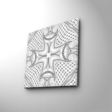 Canvastavla 45x45 cm - Abstrakt mönster med svarta linjer och detaljer på vit bakgrund - Svart / Vit - Inredning - Tavlor & posters - Canvastavla