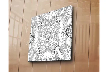 Canvastavla 45x45 cm - Abstrakt mönster med svarta linjer och former - Svart / Vit - Inredning - Tavlor & posters - Canvastavla