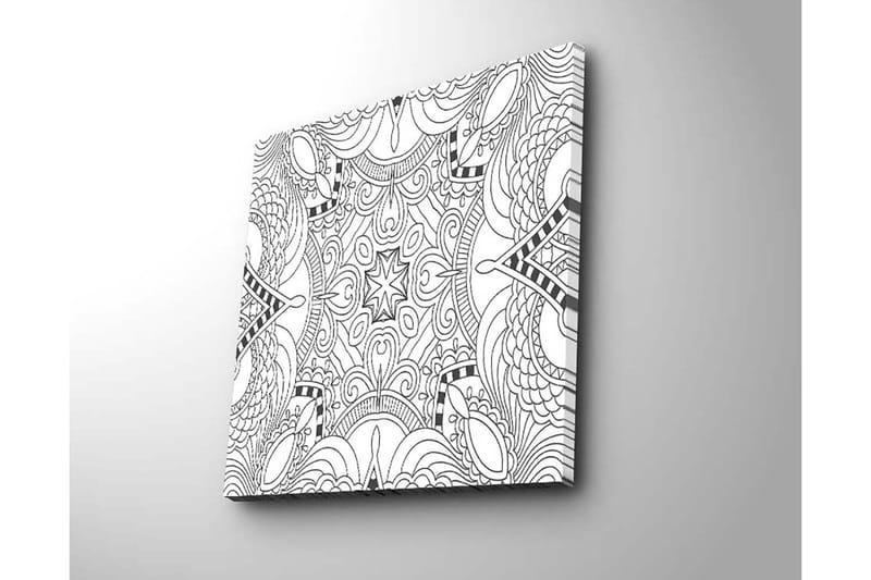 Canvastavla 45x45 cm - Abstrakt mönster med svarta linjer och former - Svart / Vit - Inredning - Tavlor & posters - Canvastavla