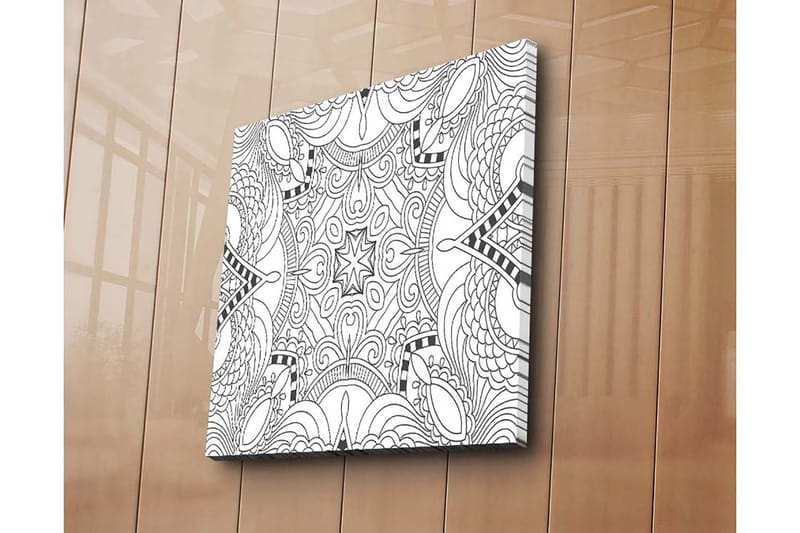 Canvastavla 45x45 cm - Abstrakt mönster med svarta linjer och former - Svart / Vit - Inredning - Tavlor & posters - Canvastavla