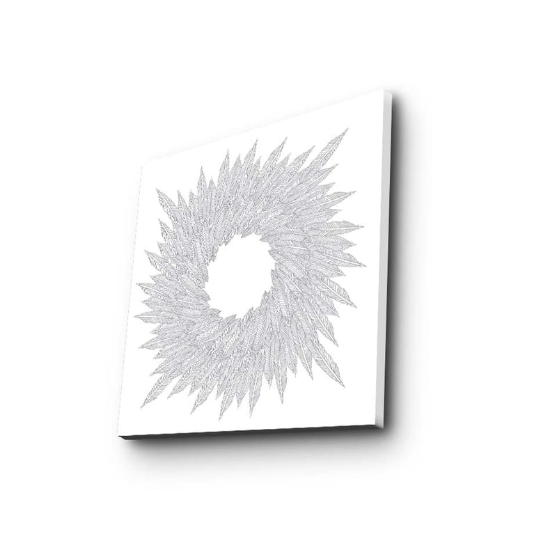 Canvastavla 45x45 cm - Abstrakt spiral av bladformade mönster - Vit / Grå - Inredning - Tavlor & posters - Canvastavla