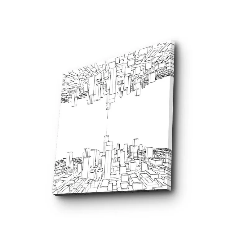 Canvastavla 45x45 cm - Abstrakt stadslandskap med geometriska former - Svart / Vitt - Inredning - Tavlor & posters - Canvastavla