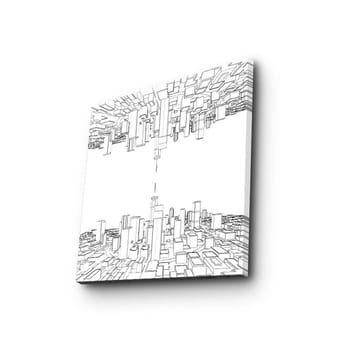 Canvastavla 45x45 cm - Abstrakt stadslandskap med geometriska former - Svart / Vitt - Inredning - Tavlor & posters - Canvastavla