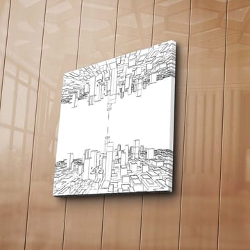 Canvastavla 45x45 cm - Abstrakt stadslandskap med geometriska former - Svart / Vitt - Inredning - Tavlor & posters - Canvastavla