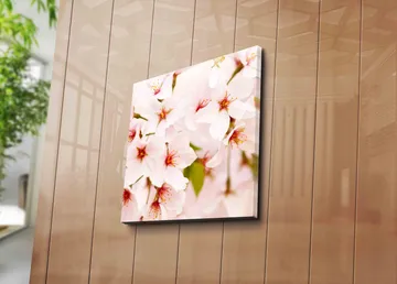 Canvastavla 45x45 cm - Blomstrande körsbärsblommor i pastelltoner - Ljusrosa / Vit / Grön - Inredning - Tavlor & posters - Canvastavla