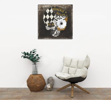 Canvastavla 45x45 cm - Dödskalle med blommor och geometriska mönster - Svart / Vitt / Gult - Inredning - Tavlor & posters - Canvastavla