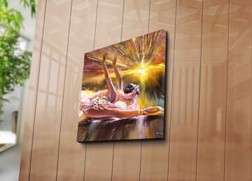 Canvastavla 45x45 cm - Dansande ballerina i en strålande ljuskomposition - Rosa / Guld / Vit - Inredning - Tavlor & posters - Canvastavla