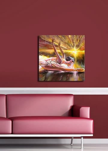 Canvastavla 45x45 cm - Dansande ballerina i en strålande ljuskomposition - Rosa / Guld / Vit - Inredning - Tavlor & posters - Canvastavla