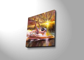 Canvastavla 45x45 cm - Dansande ballerina i en strålande ljuskomposition - Rosa / Guld / Vit - Inredning - Tavlor & posters - Canvastavla