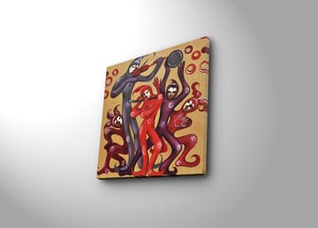 Canvastavla 45x45 cm - Dansande figurer i livliga röda och lila nyanser - Röd / Lila - Inredning - Tavlor & posters - Canvastavla