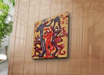 Canvastavla 45x45 cm - Dansande figurer i livliga röda och lila nyanser - Röd / Lila - Inredning - Tavlor & posters - Canvastavla