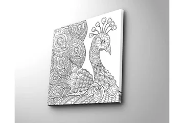 Canvastavla 45x45 cm - Detaljerad fjäderfä med intrikata mönster - Svart / Vitt - Inredning - Tavlor & posters - Canvastavla