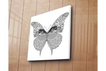 Canvastavla 45x45 cm - Detaljerad fjäril med intrikata mönster - Svart / Vitt - Inredning - Tavlor & posters - Canvastavla