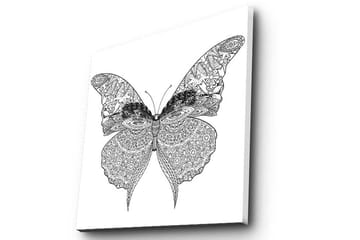 Canvastavla 45x45 cm - Detaljerad fjäril med intrikata mönster - Svart / Vitt - Inredning - Tavlor & posters - Canvastavla